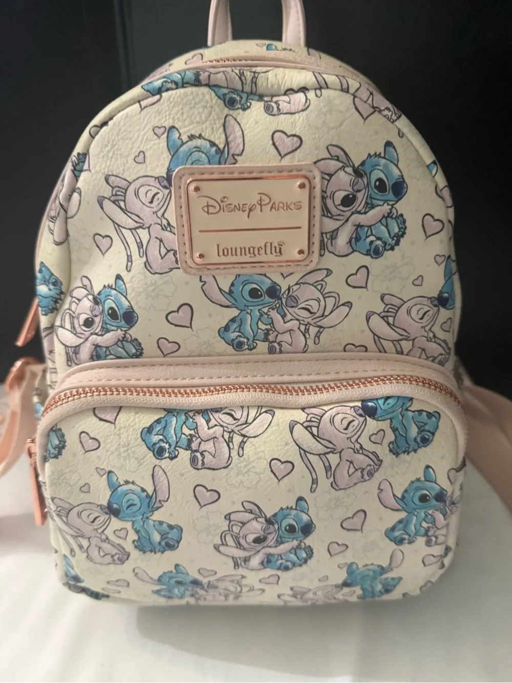 Loungefly Cream & Blue Stitch Pattern Kids Mini Backpack